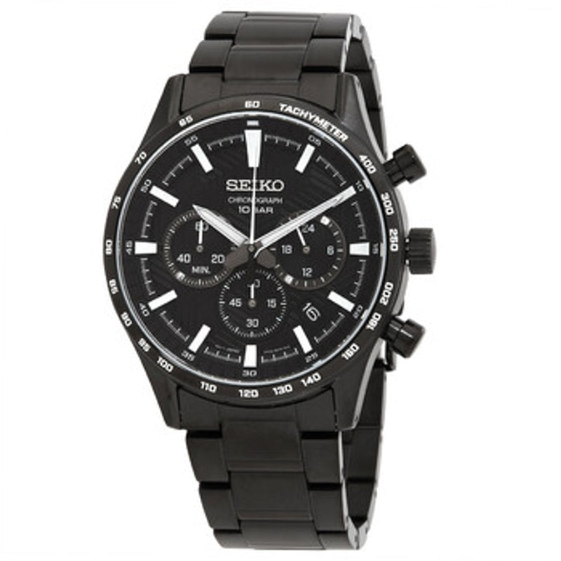 Seiko Chronograph Quartz Black Dial Men's Watch SSB479P1