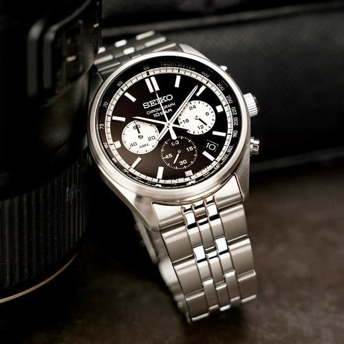 Seiko Reloj Cronógrafo Cuarzo Esfera Negra 41.5 mm SSB429P1
