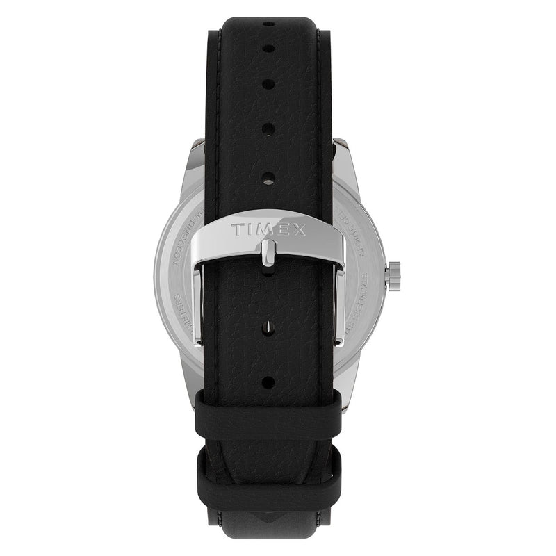Timex Reloj Easy Reader para hombre en cuero negro, con fecha y luz Indiglo, resistente al agua, con movimiento de cuarzo