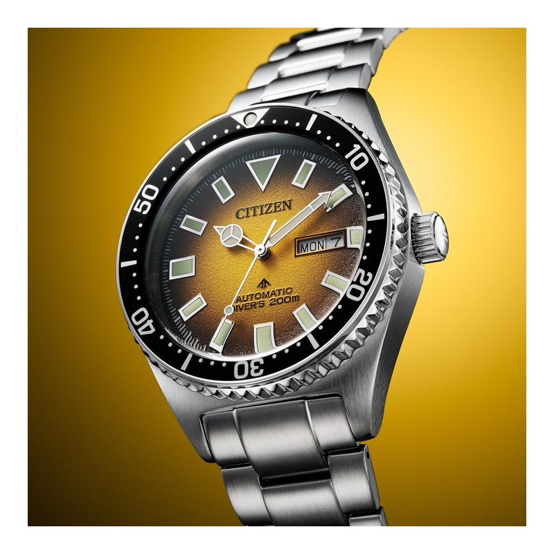 Citizen Reloj Promaster Dive automático de acero inoxidable, resist. al agua, fecha de día, para hombre, moderno amarillo