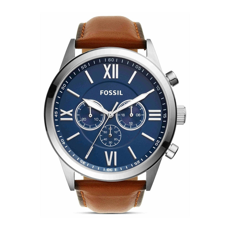 Flynn Cronógrafo: Reloj de Cuero Marrón de Fossil, Elegante y Resistente al Agua, Ideal para Hombres