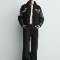 Cazadora Bomber Combinado Bordados Zara