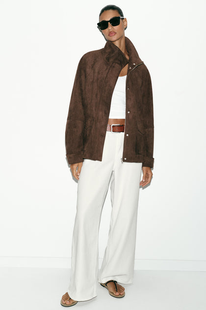 Chaqueta Efecto Ante Bolsillos Zara