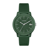 Reloj de cuarzo Lacoste 12.12 Move para hombre con caja de aluminio verde y correa de silicona, diseño monocromático