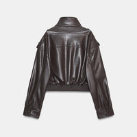 Cazadora Corta Efecto Piel Zara