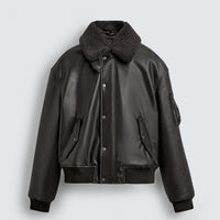 Cazadora Efecto Piel Cuello Desmontable Zara