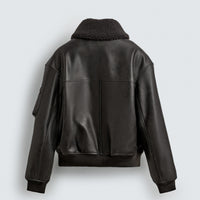 Cazadora Efecto Piel Cuello Desmontable Zara