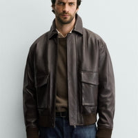 ZARA CAZADORA RELAXED FIT PIEL