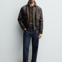 ZARA CAZADORA RELAXED FIT PIEL
