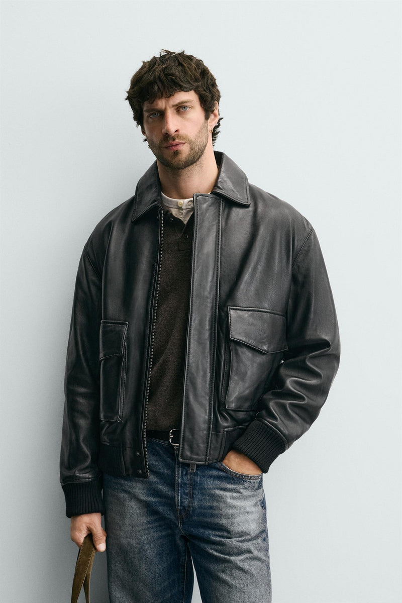 ZARA CAZADORA RELAXED FIT PIEL