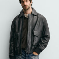 ZARA CAZADORA RELAXED FIT PIEL