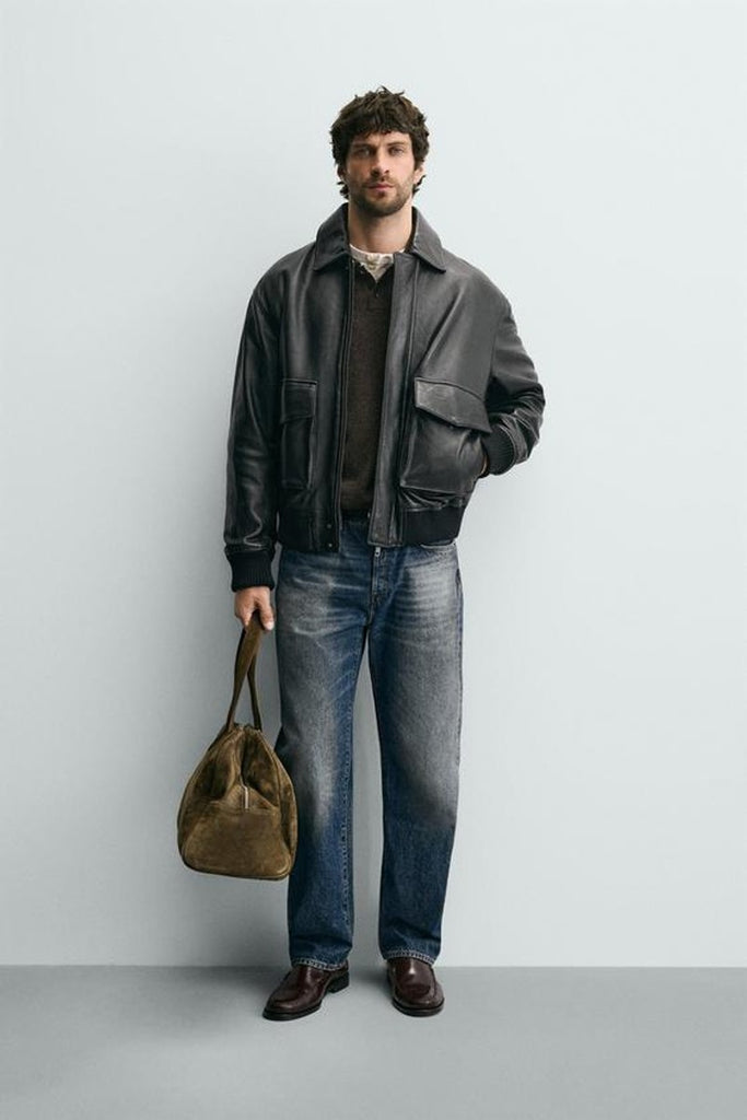 ZARA CAZADORA RELAXED FIT PIEL