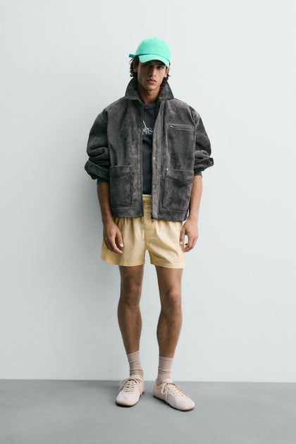 Cazadora Relaxed Fit Piel Serraje Zara