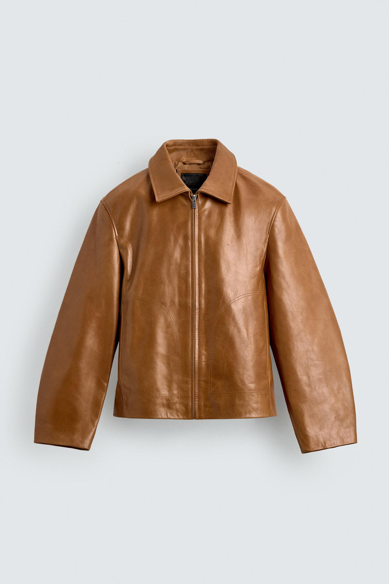 Cazadora Regular Fit Piel Zara