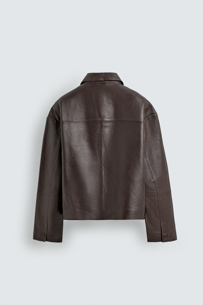 Cazadora Boxy Fit Piel Zara