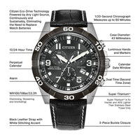 Citizen Reloj cronógrafo Eco-Drive Sport Casual Brycen para hombre con Super Titanium y calendario perpetuo