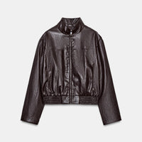 Chaqueta Bomber Corta Efecto Piel Zara