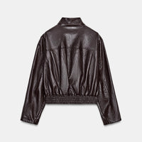 Chaqueta Bomber Corta Efecto Piel Zara