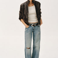 Chaqueta Bomber Corta Efecto Piel Zara