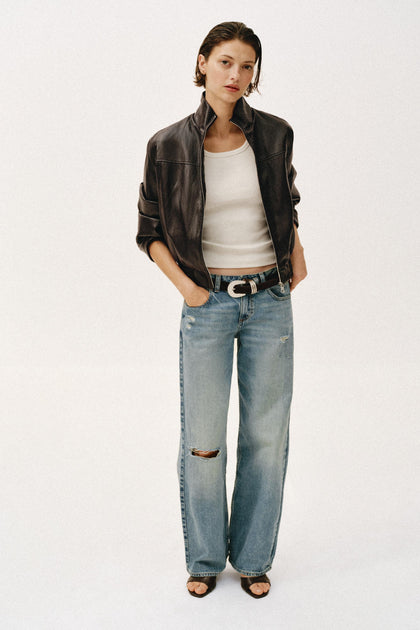 Chaqueta Bomber Corta Efecto Piel Zara