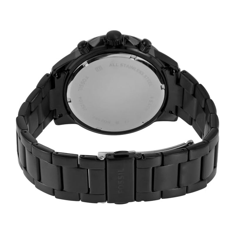 Reloj multifunción Bannon de acero inoxidable negro de Fossil, con diseño moderno y cierre plegable seguro