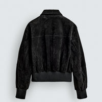 Cazadora Cropped Fit Piel Serraje Zara