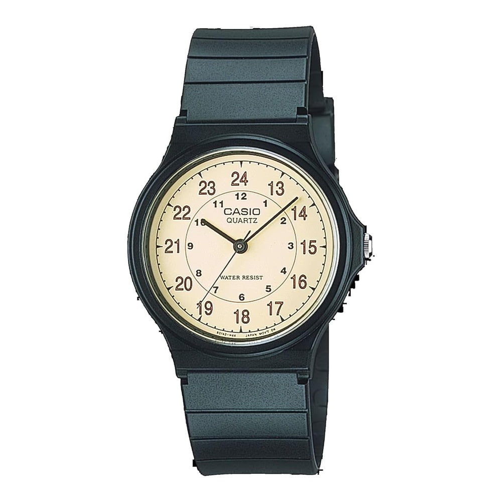 Casio MQ24, reloj analógico de cuarzo para hombre, resistente al agua, con caja, banda y cristal de resina, batería dura 3 años