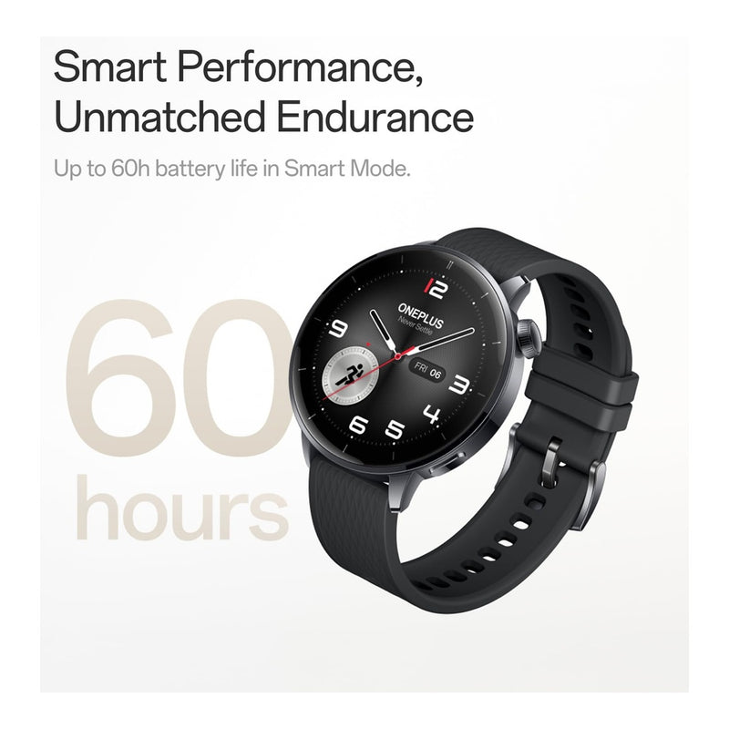 Reloj Oneplus 3 De 43mm En Acero Negro Con Wearos, Almacenamiento De 32gb, Batería De 60 Horas, Bluetooth Y Navegación Gps