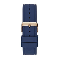 GUESS Reloj para hombre de cuarzo japonés con caja de acero inoxidable y correa de silicona resistente al agua 100 metros