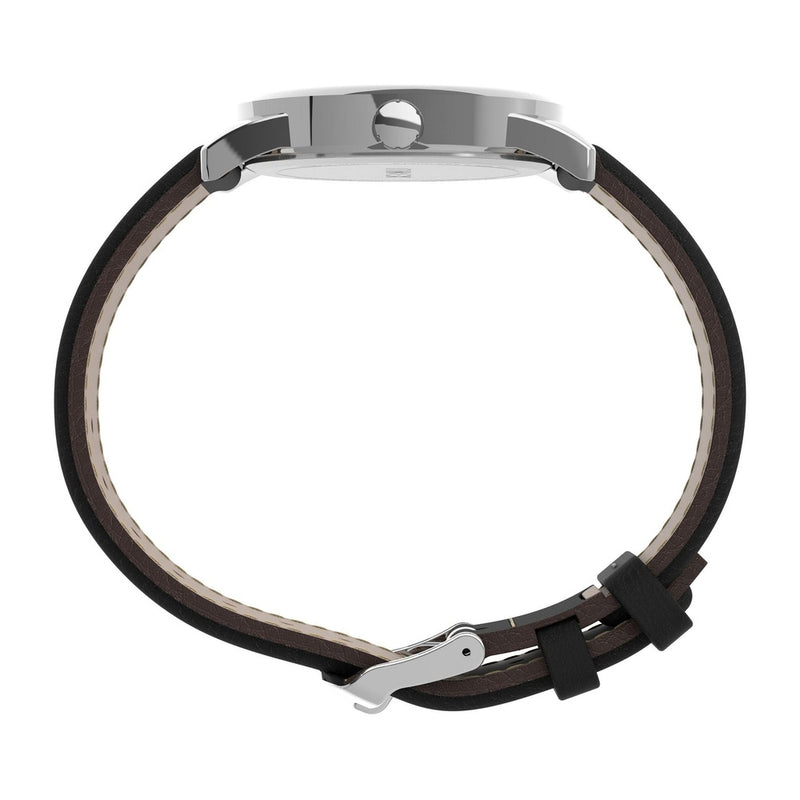 Timex Reloj Easy Reader para hombre en cuero negro, con fecha y luz Indiglo, resistente al agua, con movimiento de cuarzo