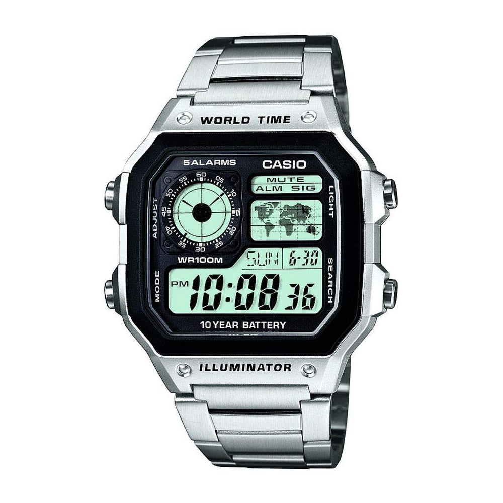 Reloj digital Casio para hombres AE-1200WHD-1AVEF con cristal mineral, durabilidad y estilo moderno