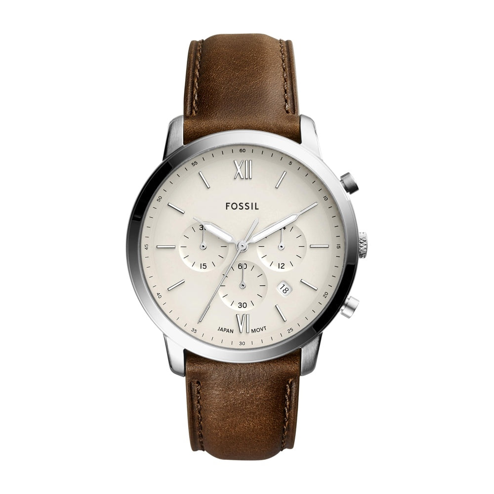 Fossil Neutra Reloj cronógrafo para hombre con pulsera de acero inoxidable o correa de cuero auténtico