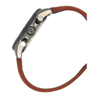 Reloj cronógrafo Citizen Eco-Drive para hombre, acero inoxidable IP negro, correa de cuero marrón, esfera negra