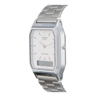 Reloj Casio para Hombre Digital AQ230A-7D Plateado, Elegante con Alarma, Cronógrafo y Resistente al Agua