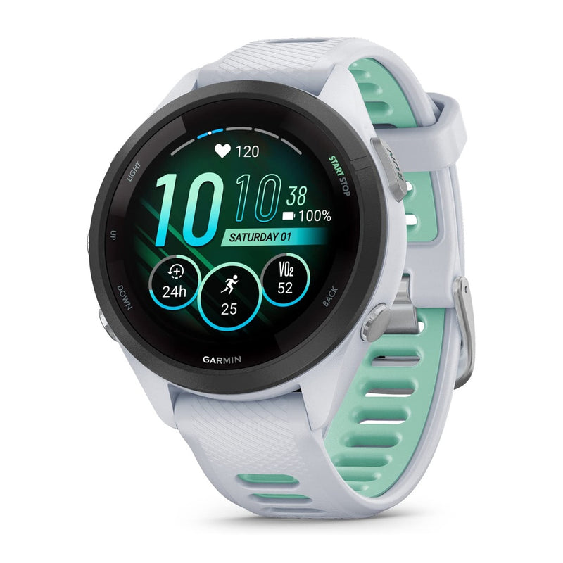 Garmin Forerunner 265S Music GPS Smartwatch Pantalla AMOLED Auriculares 42mm Blanco Piedra