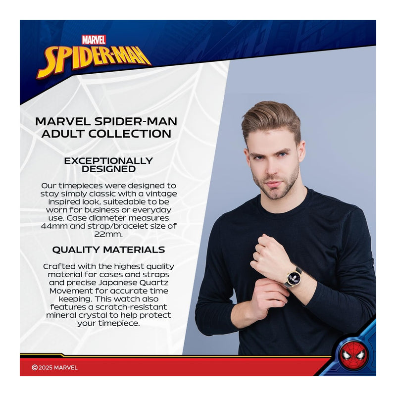 Reloj analógico vintage Spider-Man para adultos, diseño resistente al agua con movimiento de cuarzo y material de alta calidad