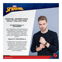 Reloj analógico vintage Spider-Man para adultos, diseño resistente al agua con movimiento de cuarzo y material de alta calidad