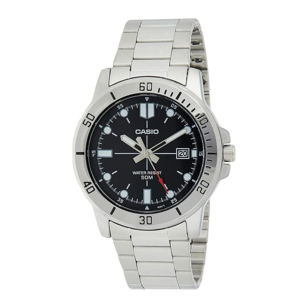 Reloj Casio para hombre, diseño análogo con dial marrón y acero inoxidable, resistente al agua y manecillas luminosas