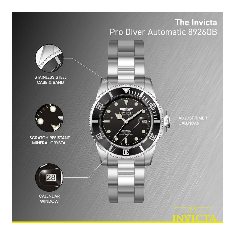 Invicta - Reloj Automático Pro Diver Para Hombre, Resistente Al Agua, 40mm, Esfera Negra