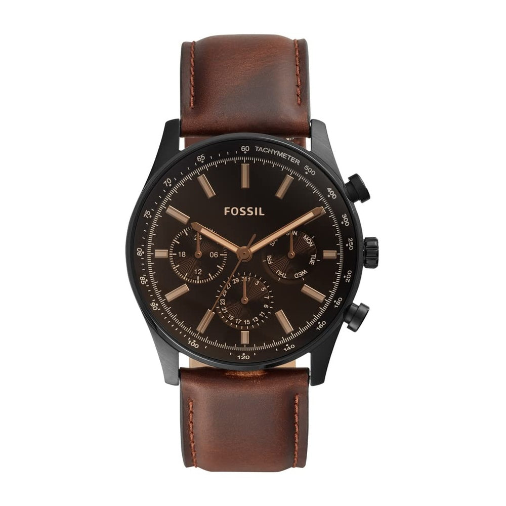 Fossil Sullivan Reloj de Pulsera Multifunción de Moda con Correa de Cuero Marrón para Hombre