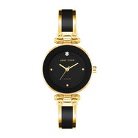 Reloj de pulsera Anne Klein con esfera de diamantes genuinos y diseño elegante en negro y dorado