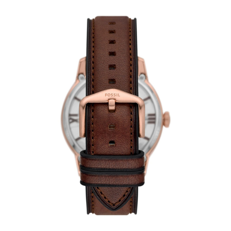 Reloj Fossil Townsman Automático de acero inoxidable y cuero, estilo esqueleto, resistente al agua hasta 50 metros