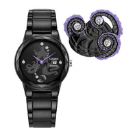 Citizen Eco-Drive Disney Villian Ursula Crystal reloj y pin set de regalo negro iones, esfera negra