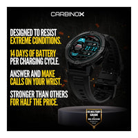 CARBINOX X-Ranger Smart Watch con llamadas, rastreador fitness resistente al agua IP69K, compatible Android e iOS, pantalla AMOLED