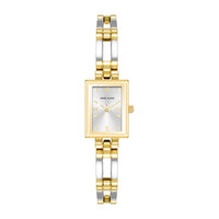 Reloj de pulsera para mujer Anne Klein con diseño bicolor, resistente al agua, esfera plateada y pulsera de metal