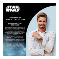 Reloj de cuarzo analógico Star Wars para adultos, diseño vintage con carcasa de acero inoxidable y resistencia al agua