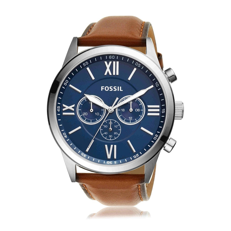 Flynn Cronógrafo: Reloj de Cuero Marrón de Fossil, Elegante y Resistente al Agua, Ideal para Hombres