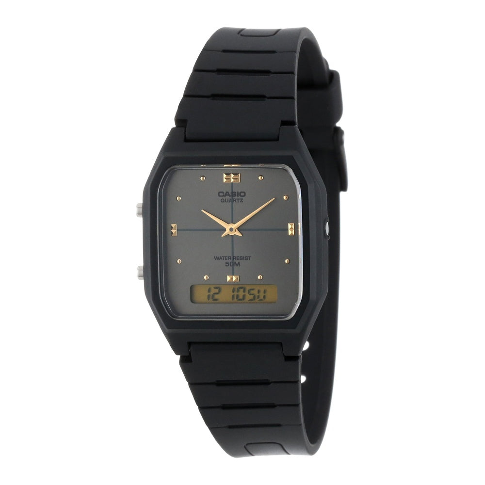 Reloj Casio Ana-Digi para hombre con alarma, fecha/mes, resistente al agua con diseño retro y pantalla analógico-digital