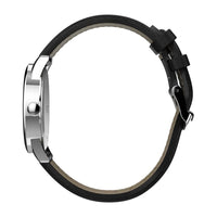 Reloj Timex Easy Reader para hombre con correa de cuero negro, esfera azul y luz Indiglo resistente al agua