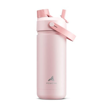 18 oz Insulated Water Bottle with 2-in-1 Straw and Spout Lid, Keep Cold 24H, Leak-Proof, Fits in Car Cup Holder, Stainless Steel Water Bottle for Sports, Travel, and School (Cotton Candy)